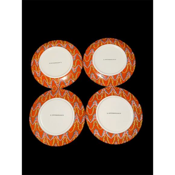 Anthropologie Canapé Plates Set Of 4 Pink Purple Green Appetizer Dessert 6.75” - Picture 2 of 6
